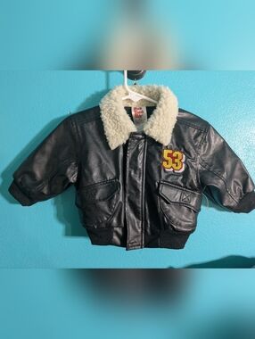 🏁 Retro Cool: Park Bench Kids Faux Leather Bomber Jacket
